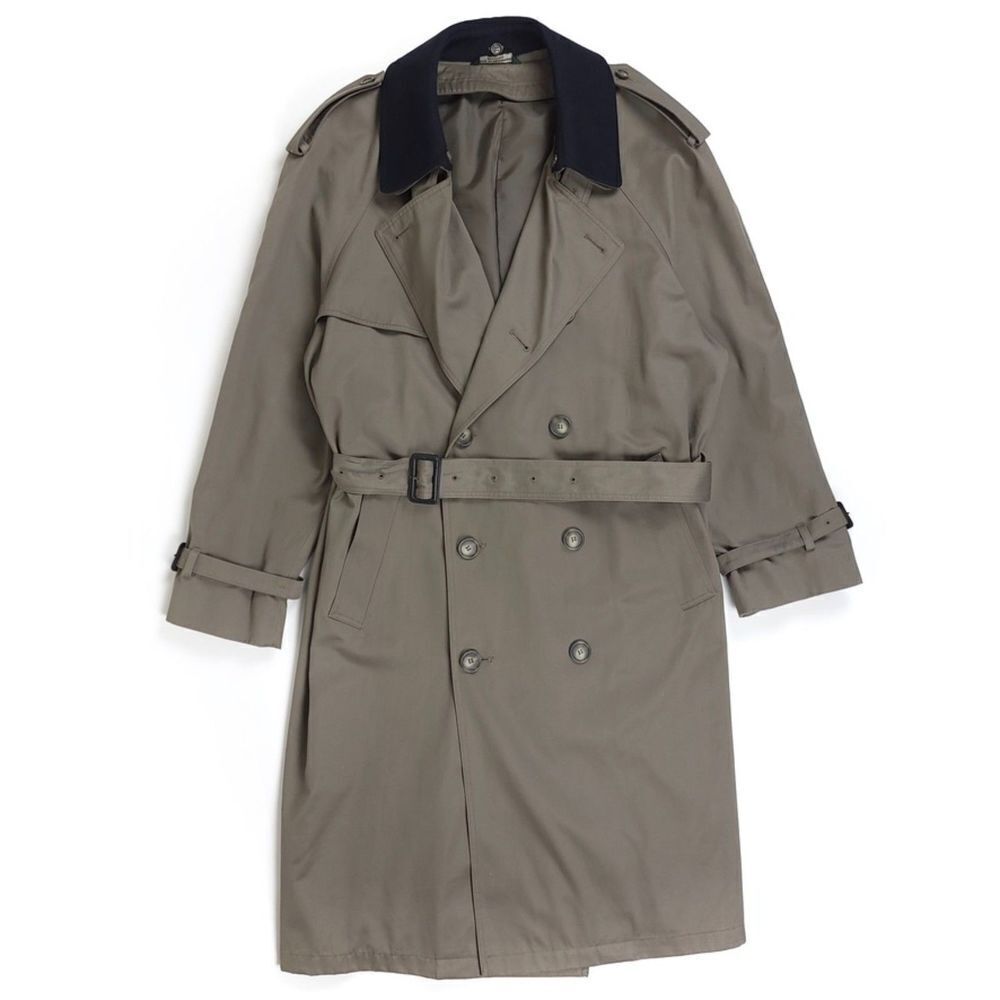 RALPH LAUREN Double Breasted Belted Trench Coat Wool Collar Old Money Preppy